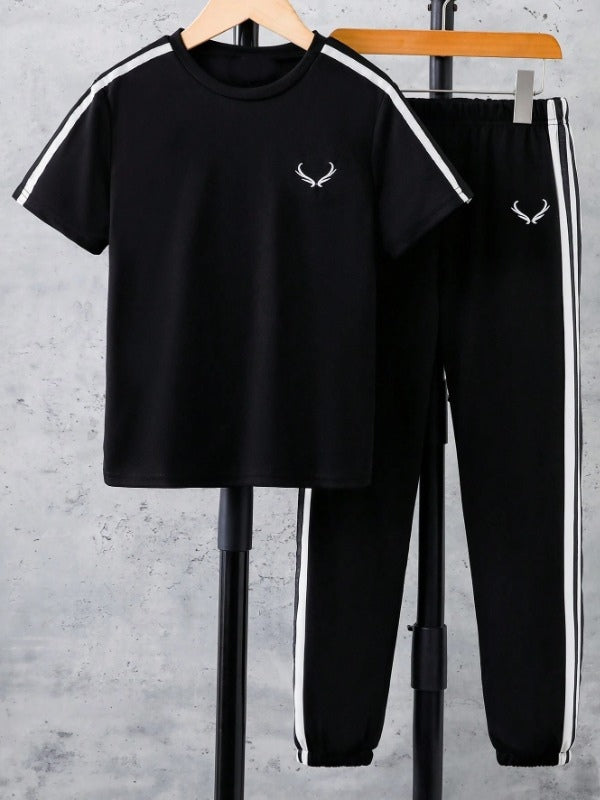 Shoulder Stripes Horns Tracksuit Black
