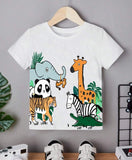 Cute Jungle Animals Graphic Tee Inf (White)