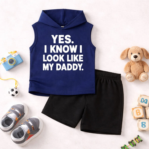 Look Like My Daddy Hood Set Navy
