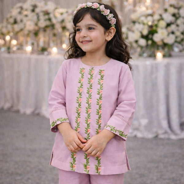 Classic Pink Embroidered Kurti Set