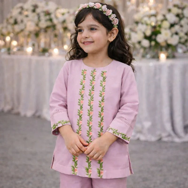 Classic Pink Embroidered Kurti Set