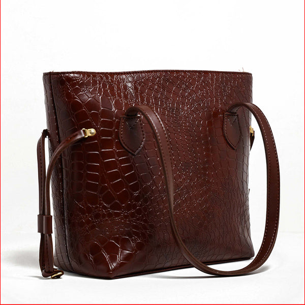 Croco Kraft | Shoulder | Maroon - Bagonia