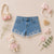 Blue Embroidered Shorts