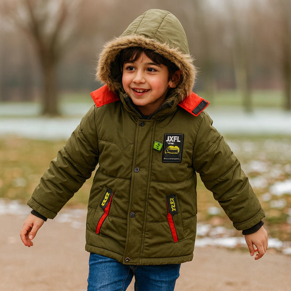 Arctic Explorer Detachable-Hood Puffer (Olive)