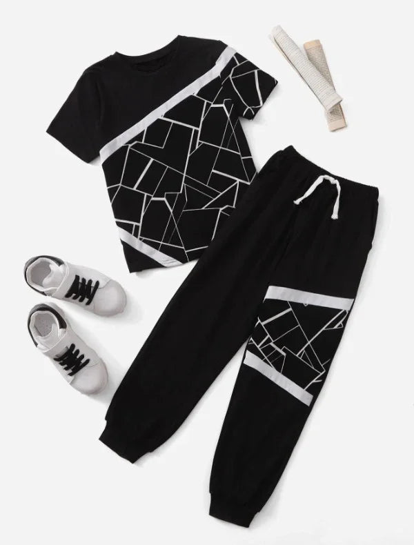 BW Geometric Pattern Tracksuit