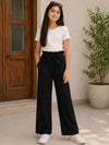 Black Straight Pants With Bow Belt