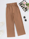 Brown Straight Pants With Bow Belt