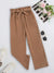 Brown Straight Pants With Bow Belt