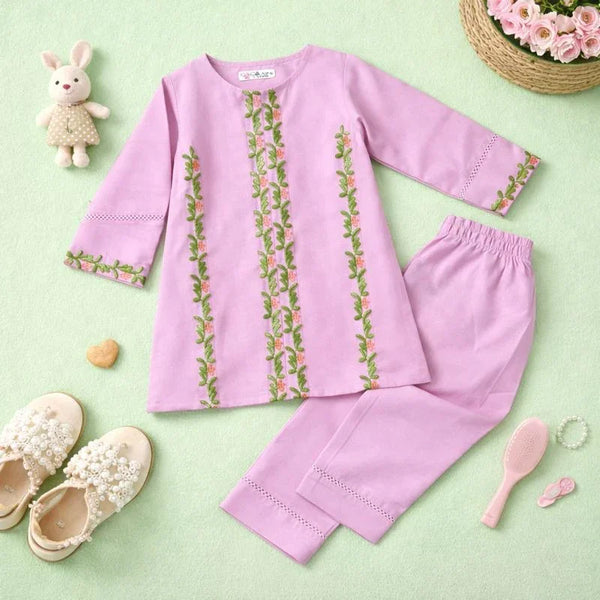 Classic Pink Embroidered Kurti Set