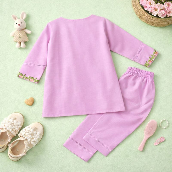 Classic Pink Embroidered Kurti Set