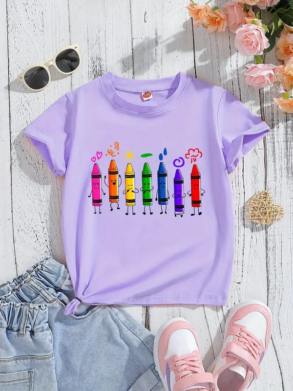 Colorful Crayons Graphic Tee