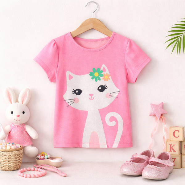 Cute White Cat Graphic Tee