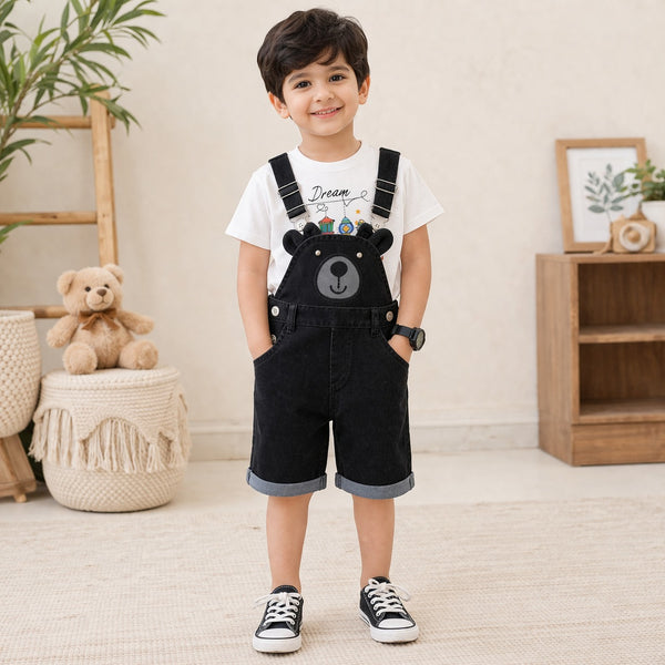 Dream Bear Dungaree Set Black