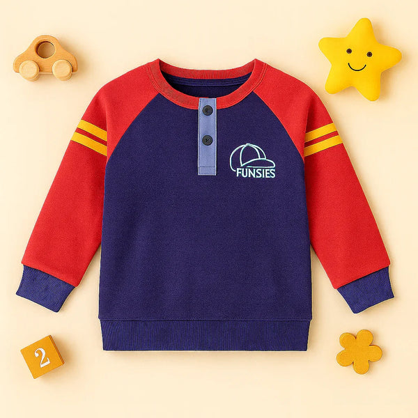 FUNSIES Raglan Henley Sweatshirt