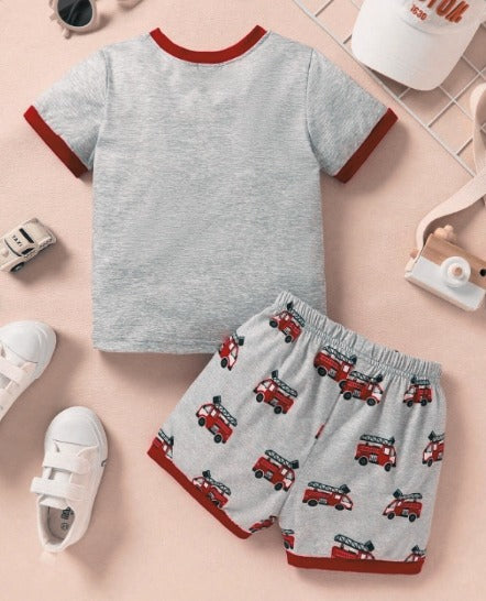 Fire Truck Printed Graphic Set Grey