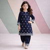 Embroidered Heritage Kurti Set (Navy)