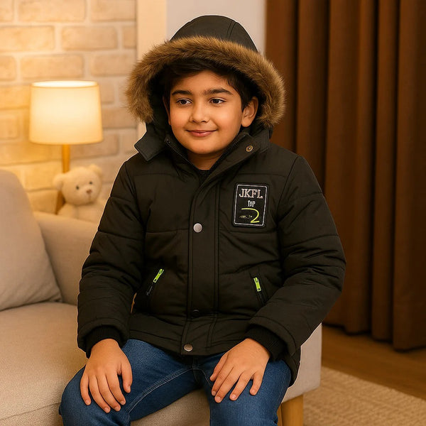 Arctic Explorer Detachable-Hood Puffer (Black)