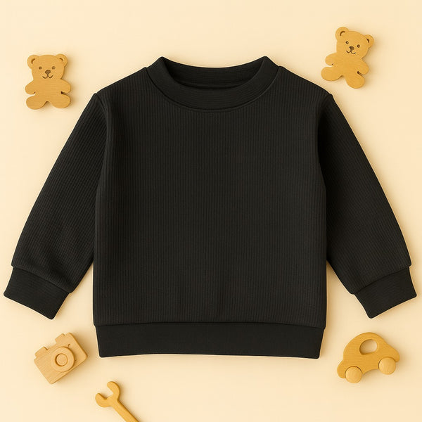 Knitted Pattern Sweatshirt (Black)