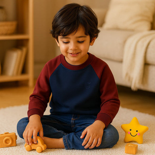 Maroon-Grey Raglan Sweatshirt