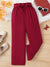 Maroon Straight Pants With Bow Belt