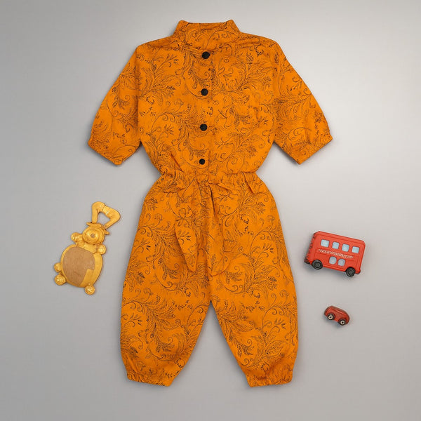 Orange Floral Jumpsuit