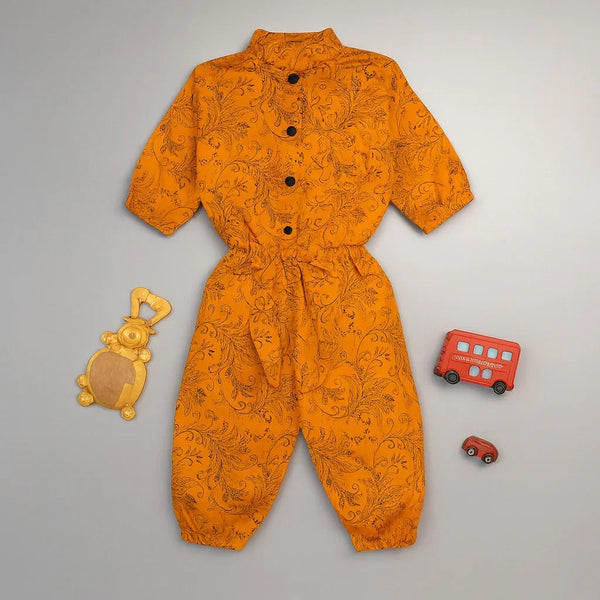 Orange Floral Jumpsuit