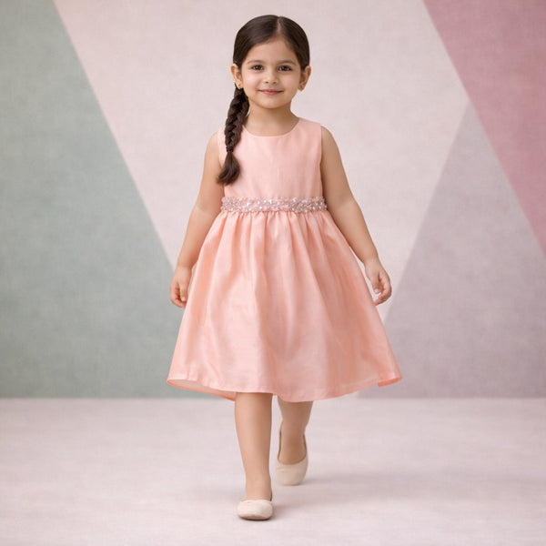 Peach Silk Party Frock