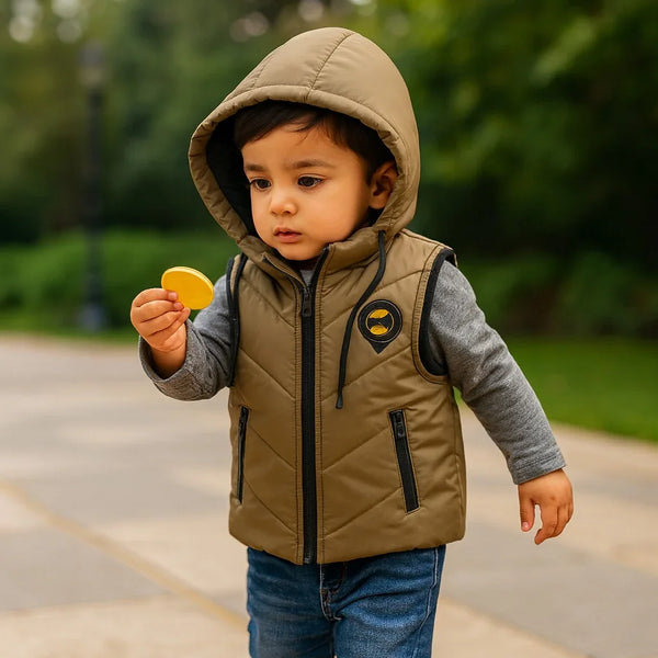 Premium Sleeveless Puffer Jacket (Light Brown)