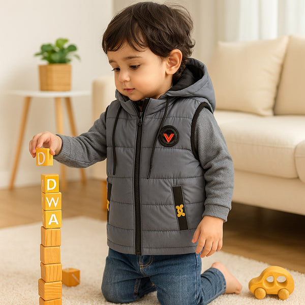 Premium Sleeveless Puffer Jacket (Light Grey)