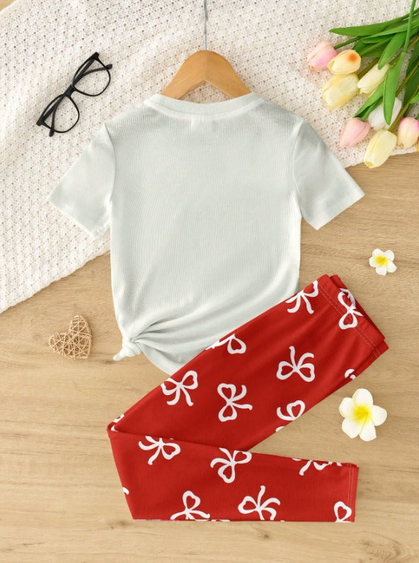 Red Bow Printed Nightwear