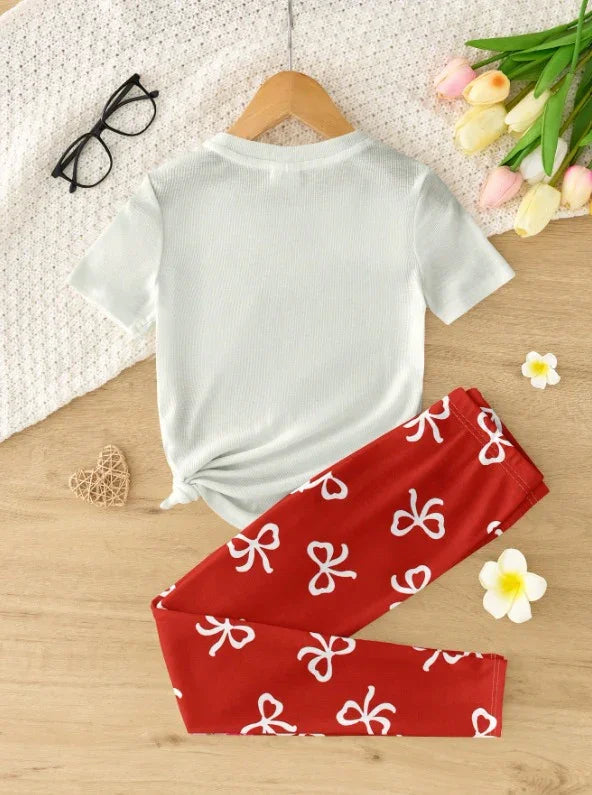 Red Bow Printed Nightwear
