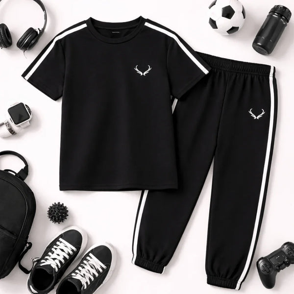 Shoulder Stripes Horns Tracksuit Black