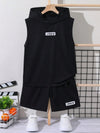 Sports Sleeveless Hood Set Black