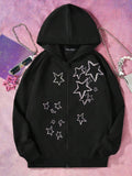 Stars Printed Zipper Hoodie
