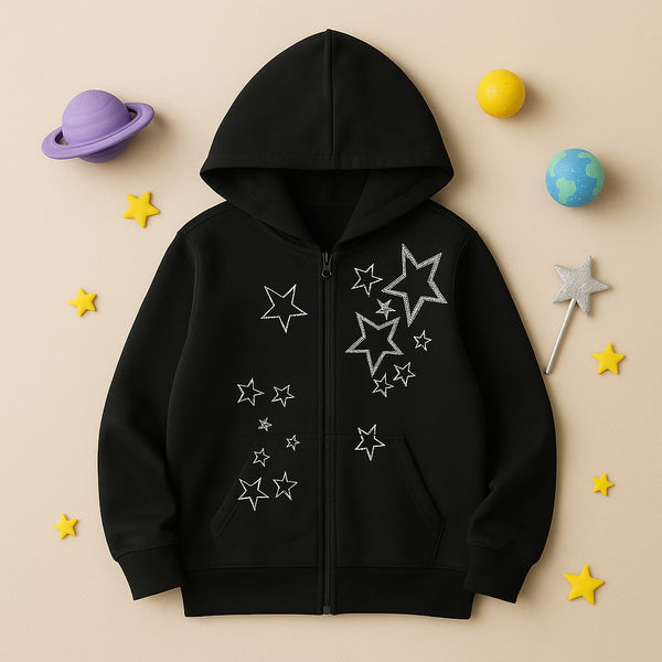 Stars Printed Zipper Hoodie