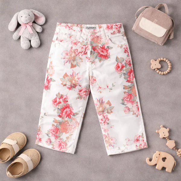 V Floral Cropped Pants