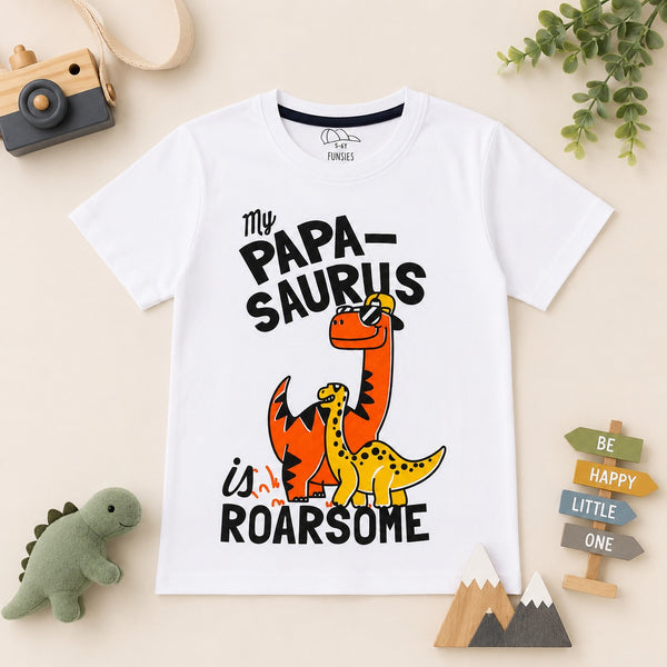 Papa Saurus Graphic Tee White