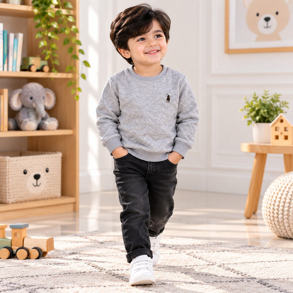 Grey Diamond Stitch Sweatshirt