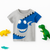 Blue Dino Graphic Tee Grey