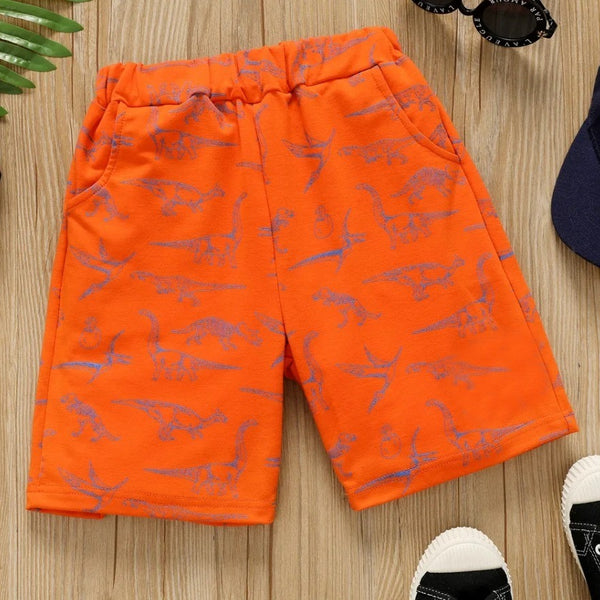 Dinosaurs Printed Shorts Orange
