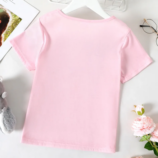 Pink Flower Cat Graphic Tee