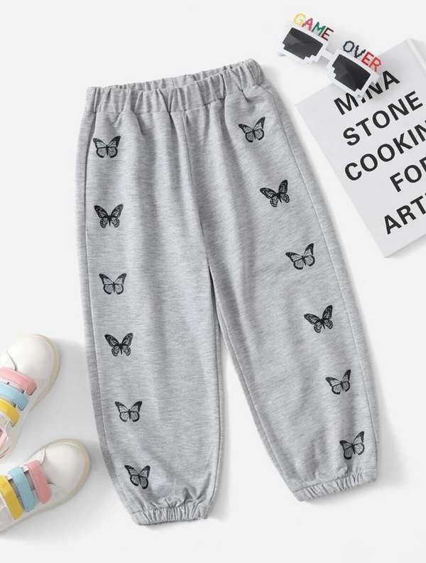 Butterflies Printed Trouser Grey - S