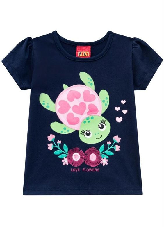 Love Flowers Turtle Graphic Tee