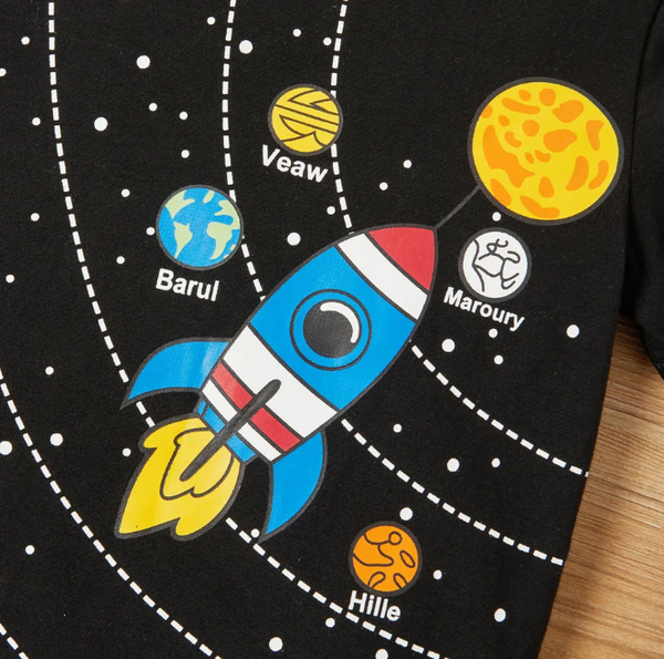 Rocket In Galaxy Graphic Set