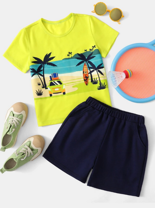 Surf Beach Graphic Set Neon