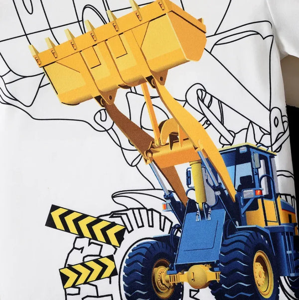 White Excavator Graphic Set