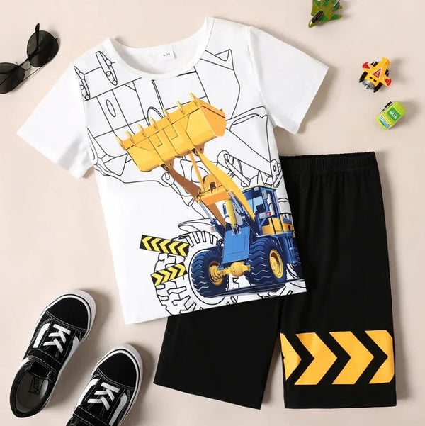 White Excavator Graphic Set