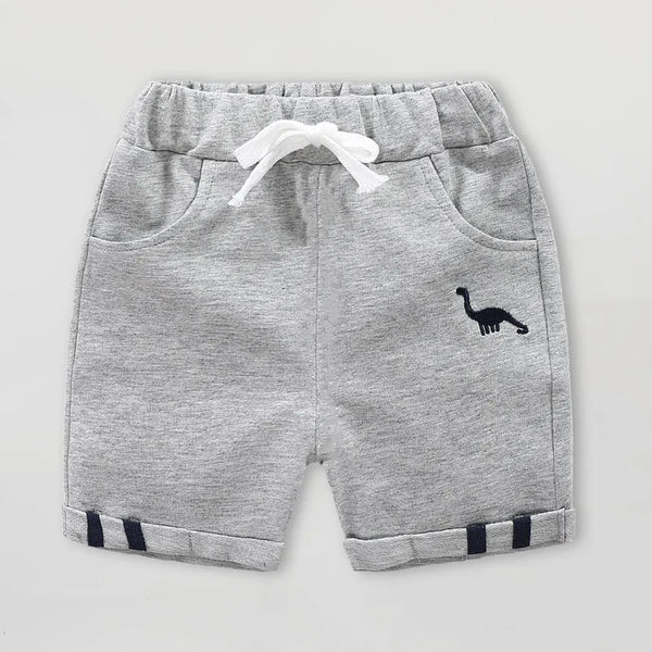 Mini Dino Embroidered Shorts H Grey