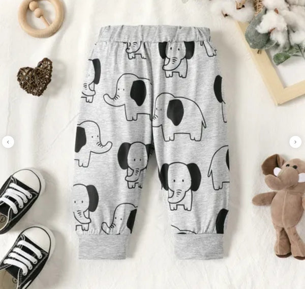 Elephant Printed Trouser ( Grey ) - S