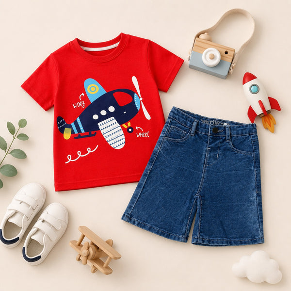 NB Plane Graphic Jeans Set